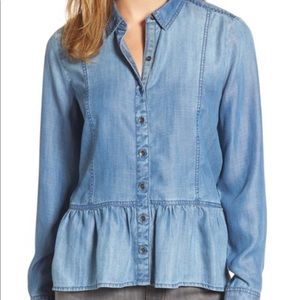 Worn only once! Denim peplum blouse.